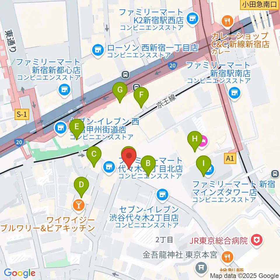 プーク人形劇場周辺のカフェ一覧地図