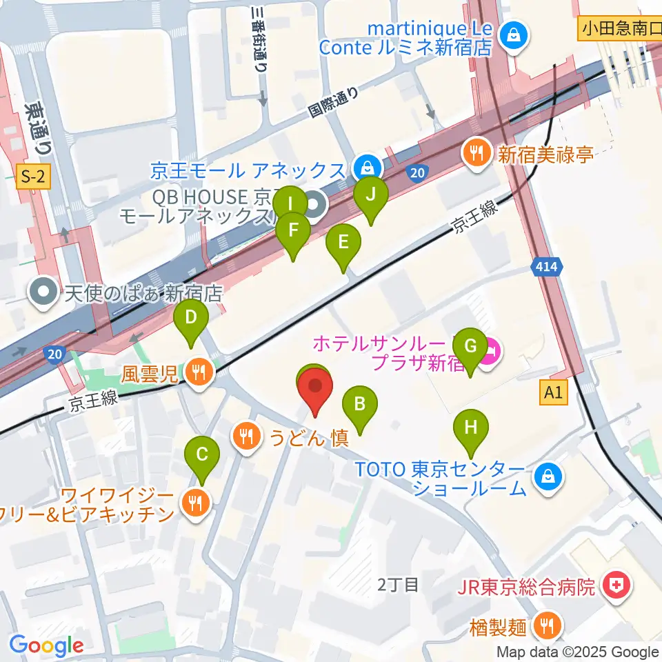 プーク人形劇場周辺のカフェ一覧地図