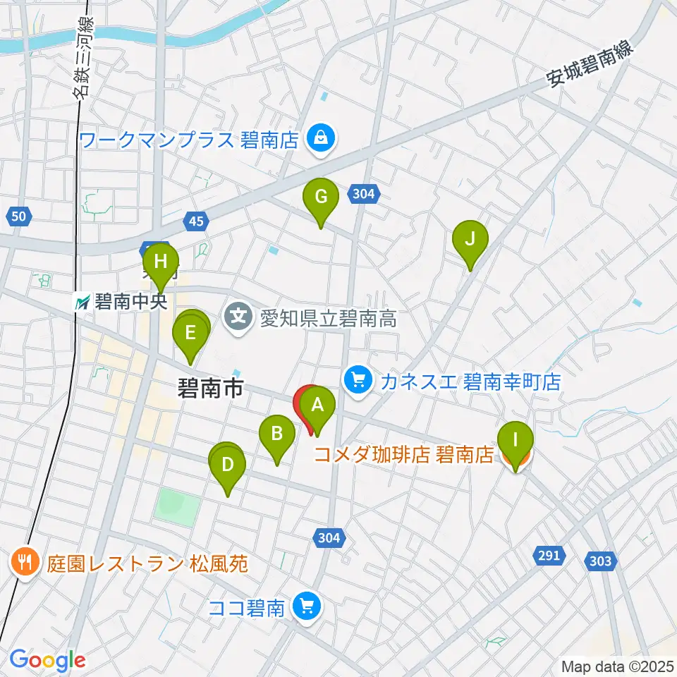 碧南市文化会館周辺のカフェ一覧地図