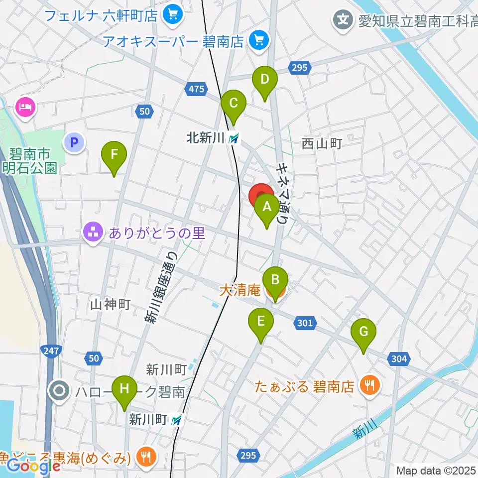碧南市芸術文化ホール周辺のカフェ一覧地図
