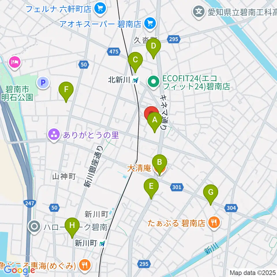 碧南市芸術文化ホール周辺のカフェ一覧地図