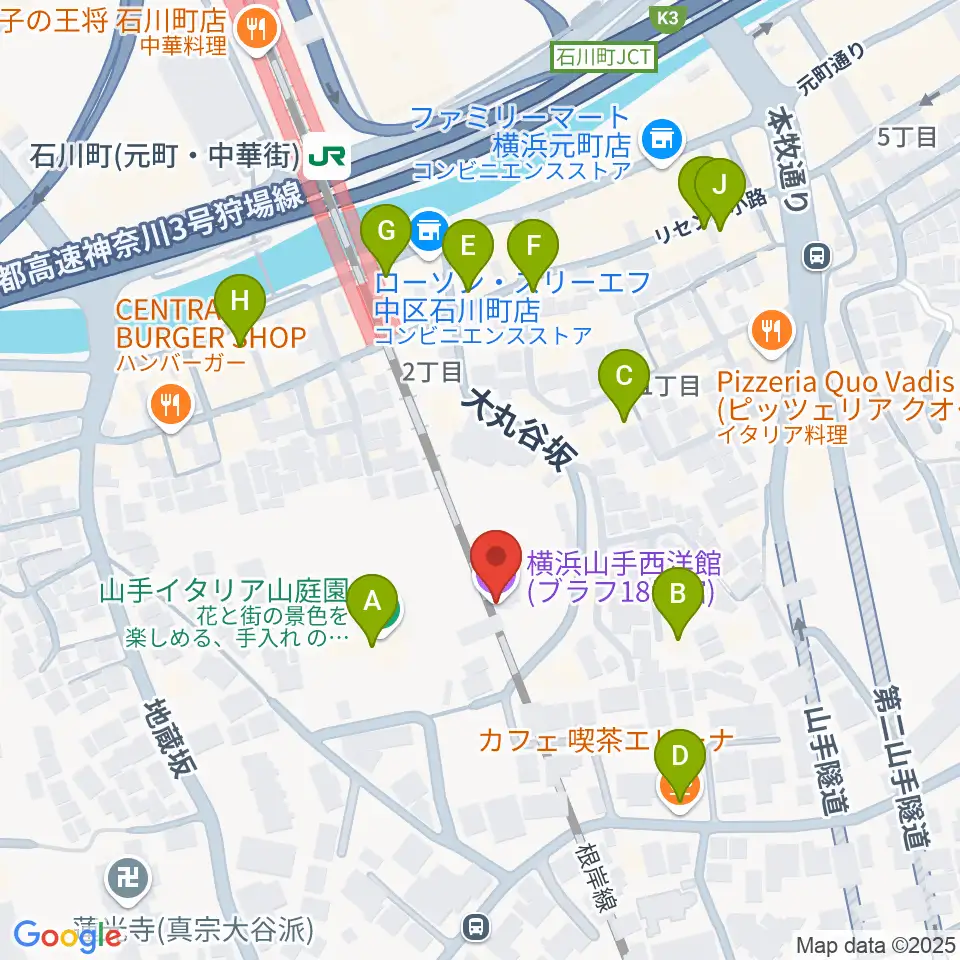 ブラフ18番館周辺のカフェ一覧地図