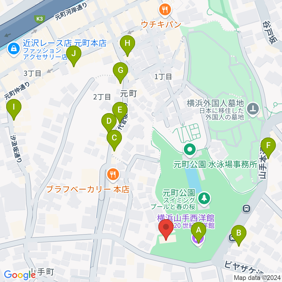 ベーリック・ホール周辺のカフェ一覧地図