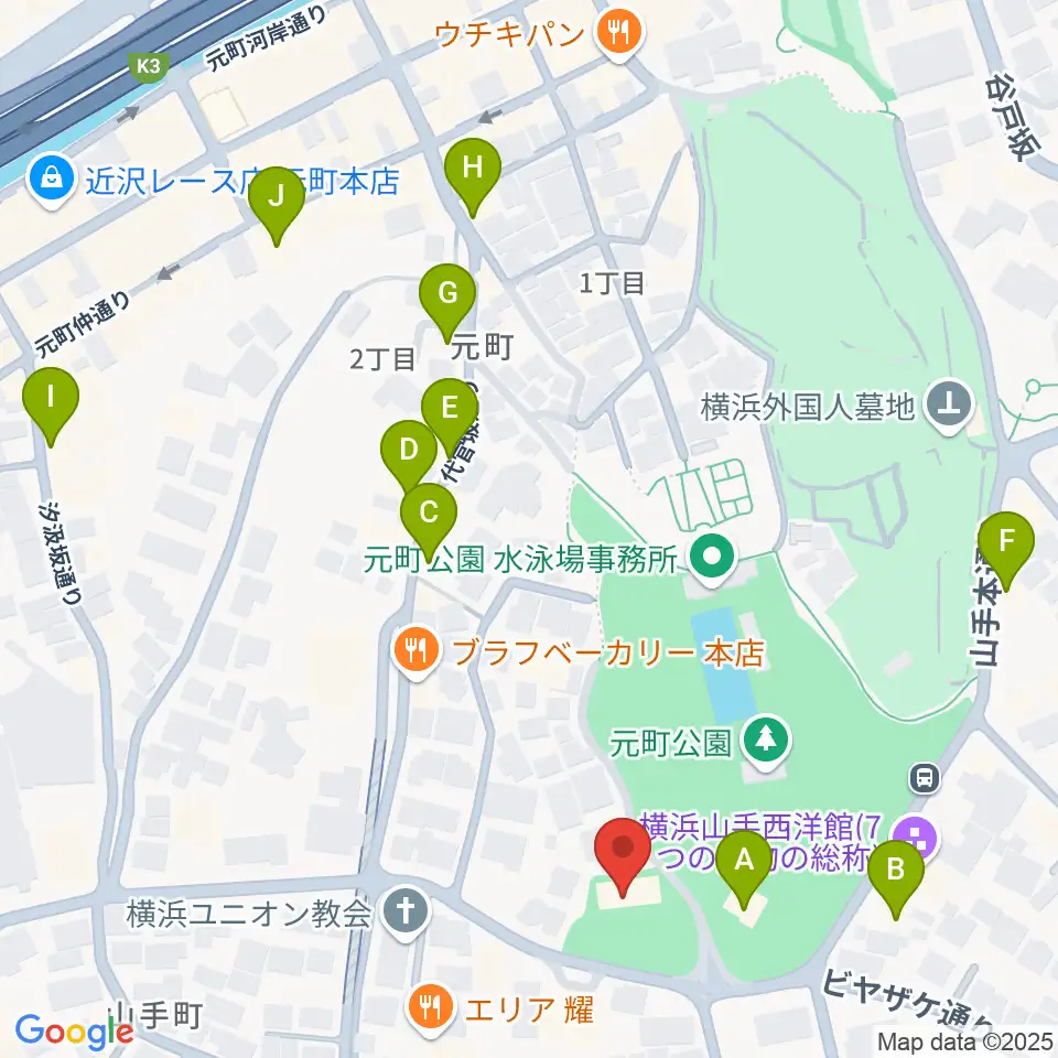 ベーリック・ホール周辺のカフェ一覧地図
