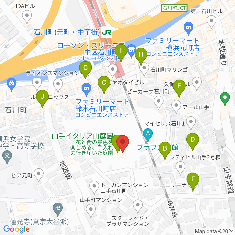 外交官の家周辺のカフェ一覧地図