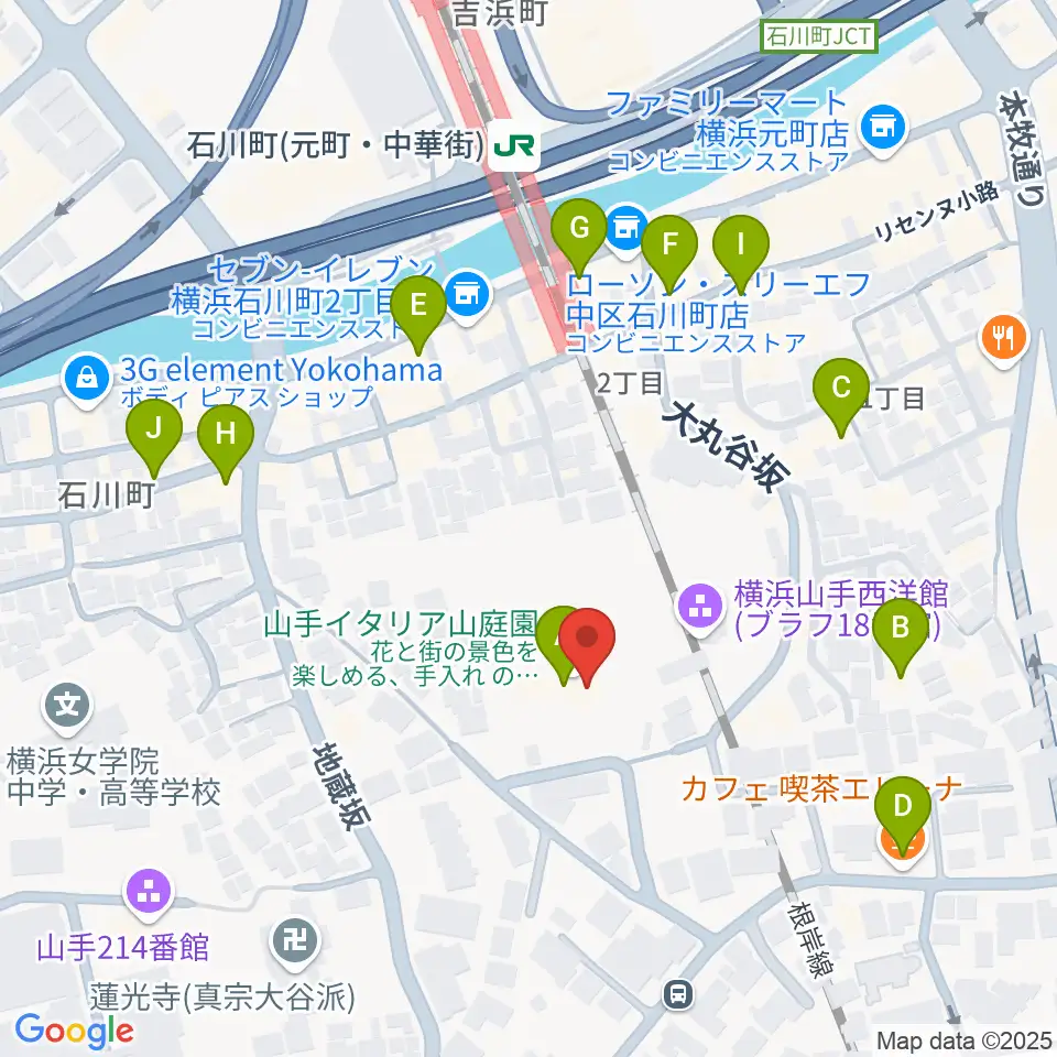 外交官の家周辺のカフェ一覧地図