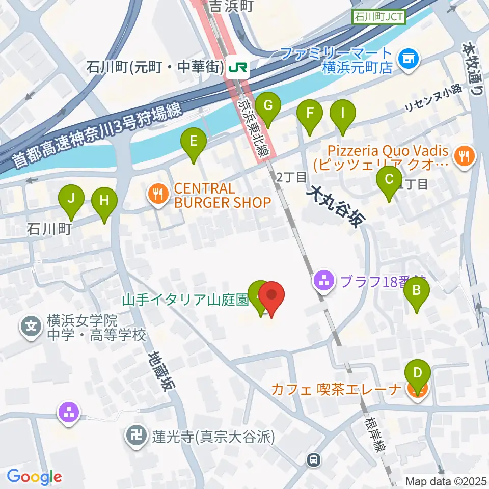 外交官の家周辺のカフェ一覧地図