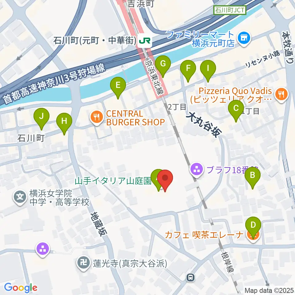 外交官の家周辺のカフェ一覧地図