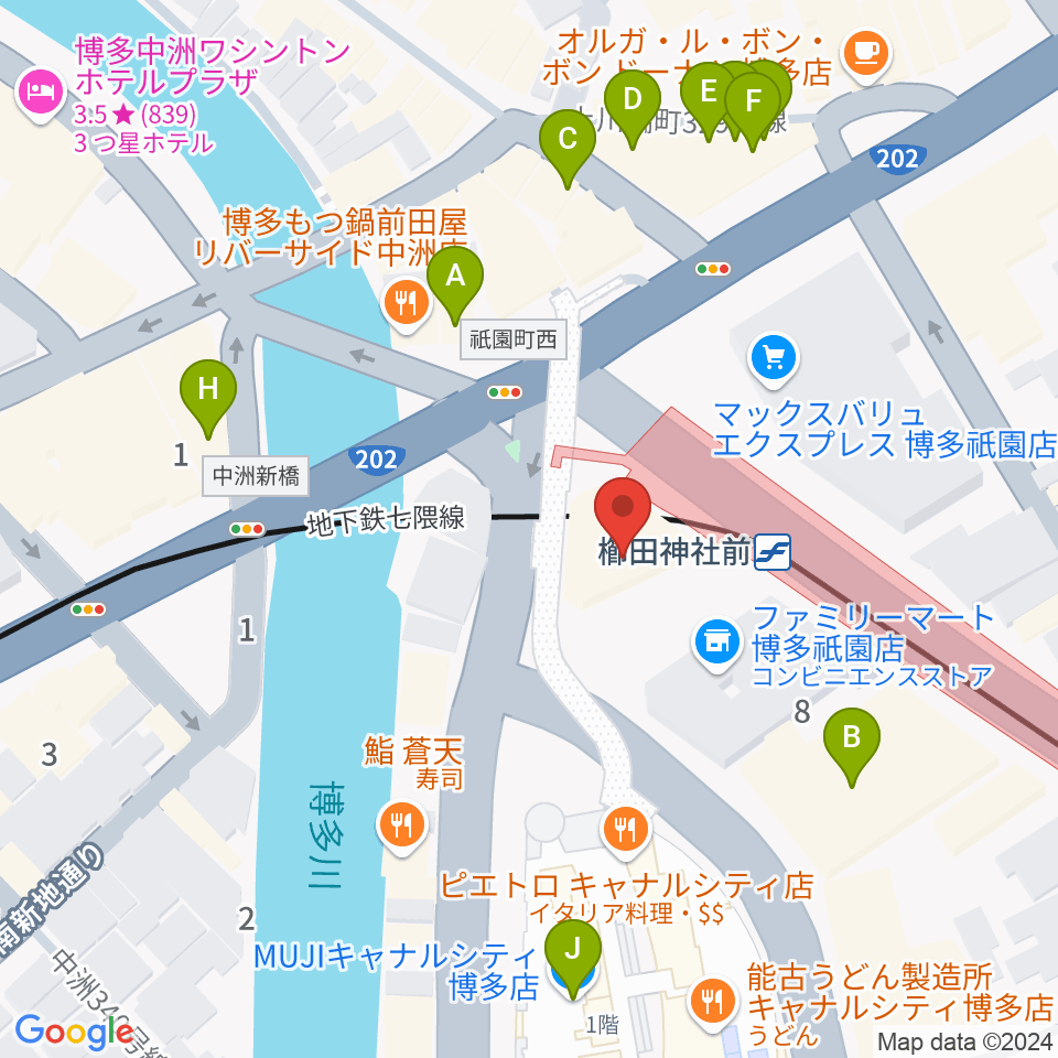 ぽんプラザホール周辺のカフェ一覧地図