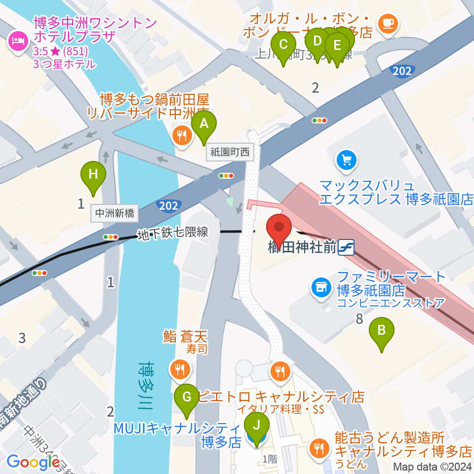 ぽんプラザホール周辺のカフェ一覧地図