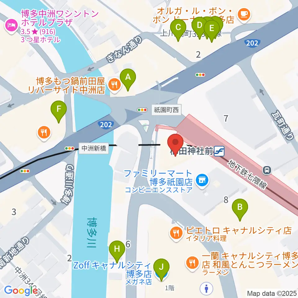 ぽんプラザホール周辺のカフェ一覧地図