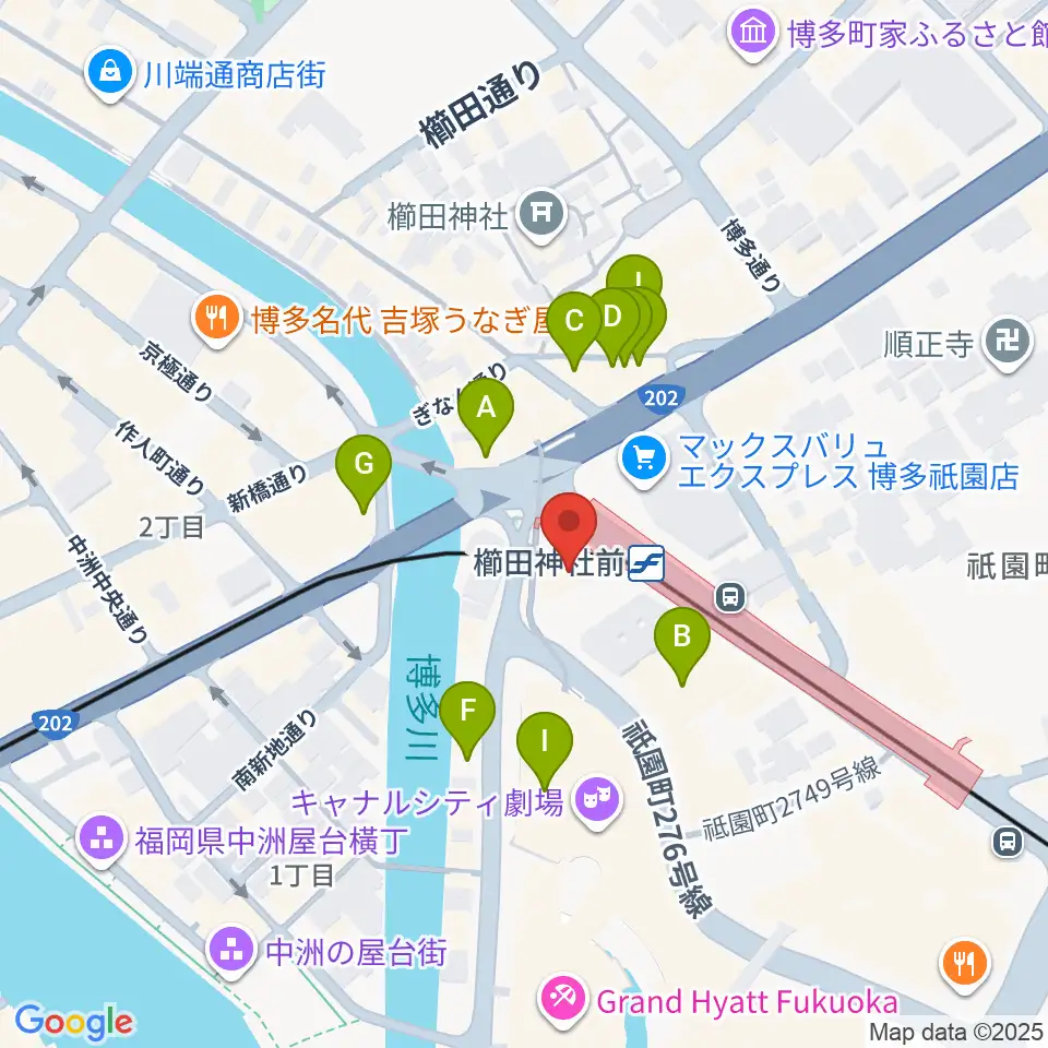 ぽんプラザホール周辺のカフェ一覧地図