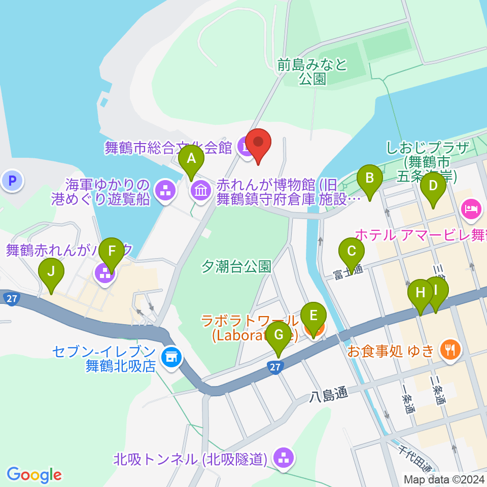 舞鶴市総合文化会館周辺のカフェ一覧地図