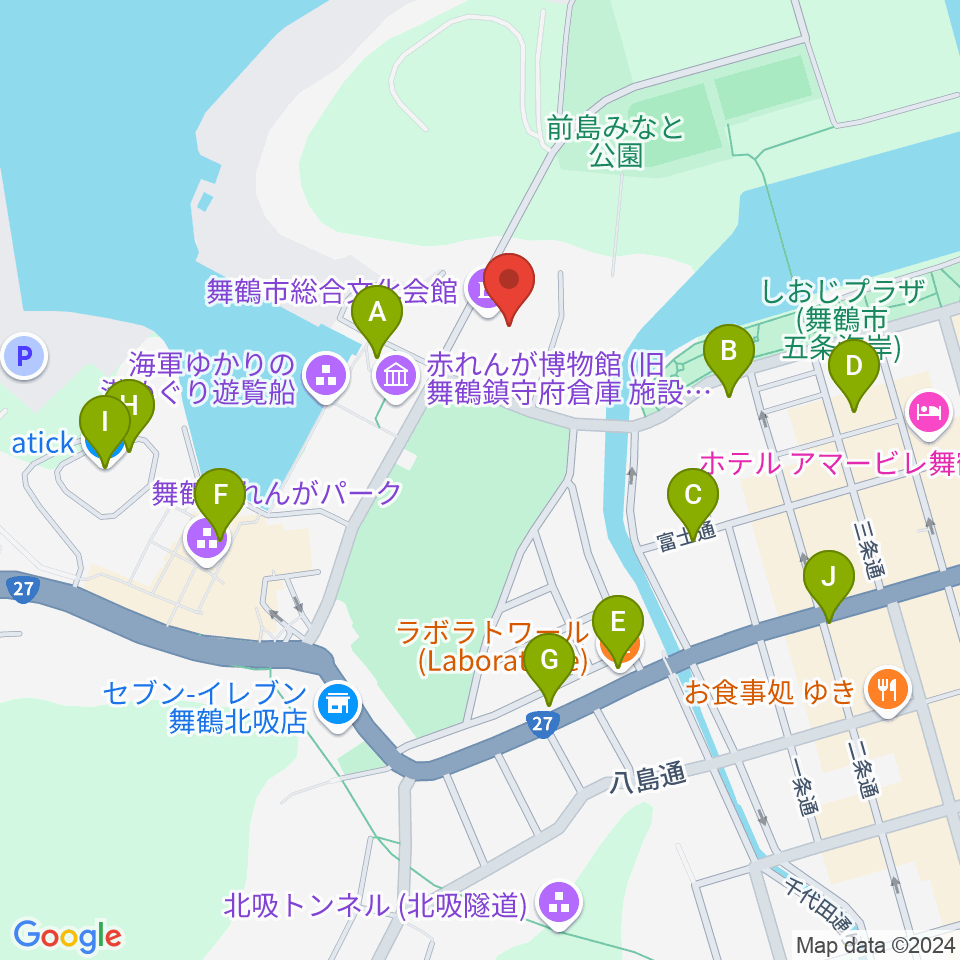 舞鶴市総合文化会館周辺のカフェ一覧地図