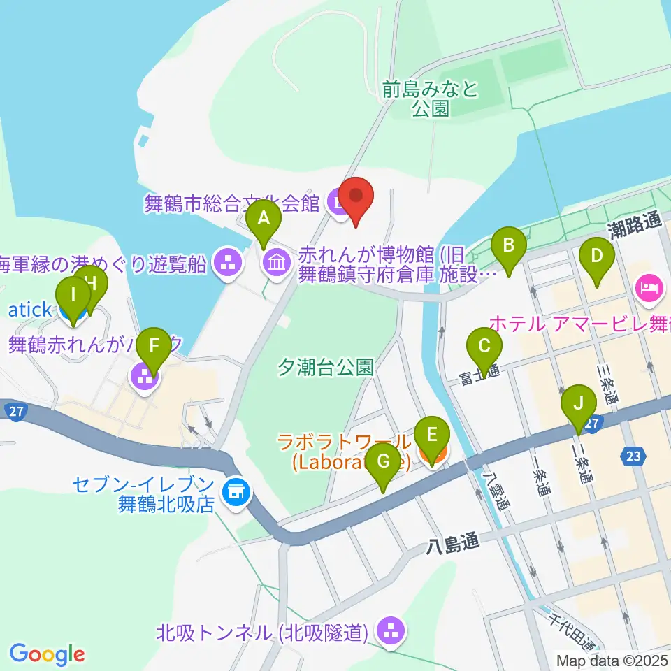 舞鶴市総合文化会館周辺のカフェ一覧地図