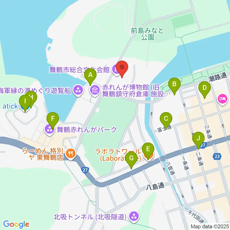 舞鶴市総合文化会館周辺のカフェ一覧地図