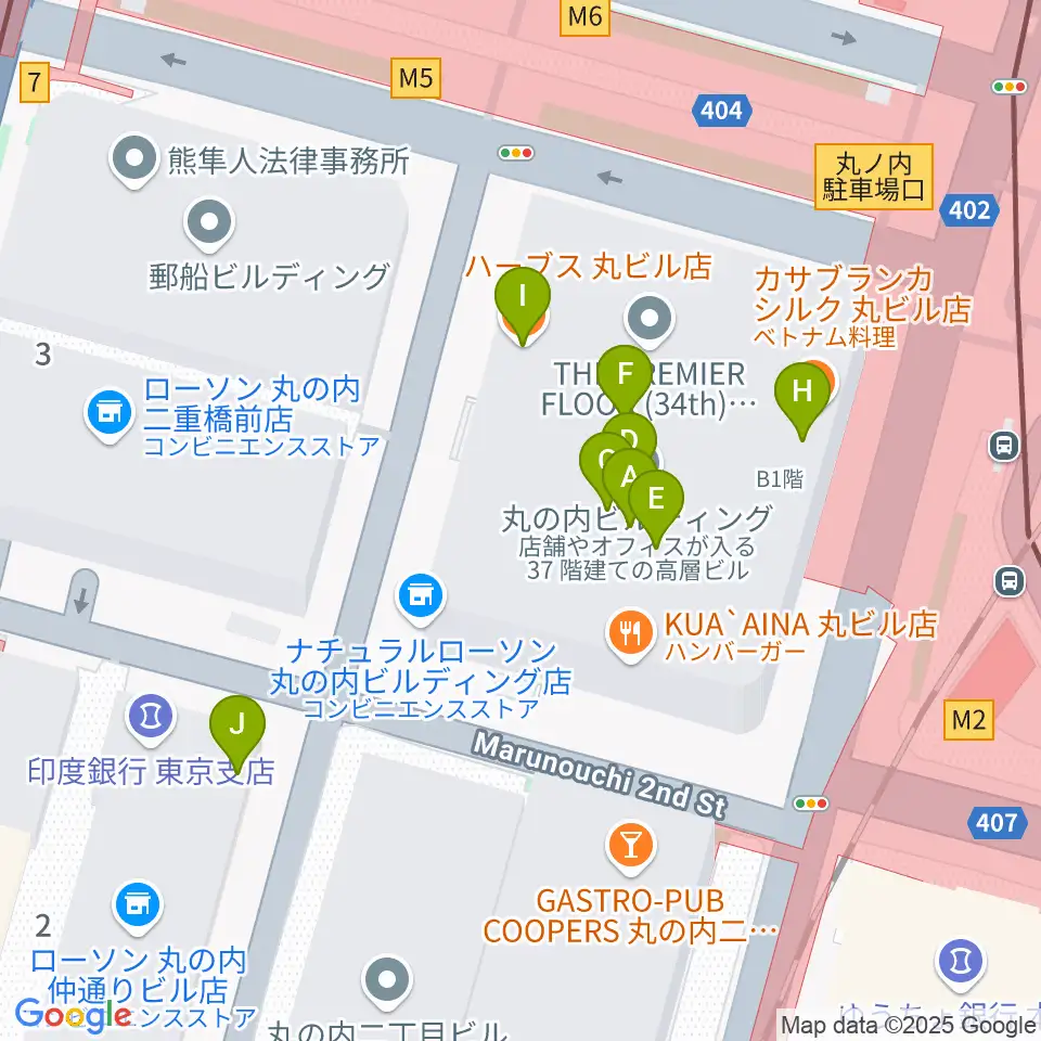 丸ビルホール周辺のカフェ一覧地図
