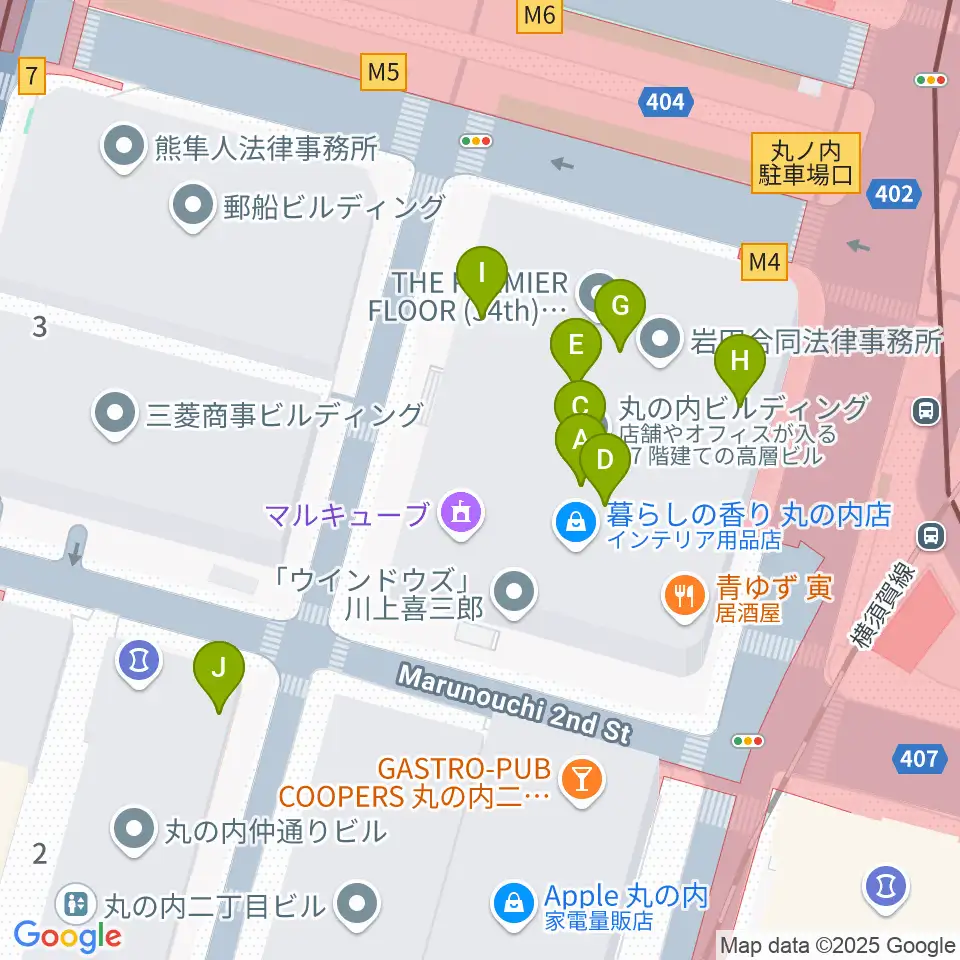 丸ビルホール周辺のカフェ一覧地図
