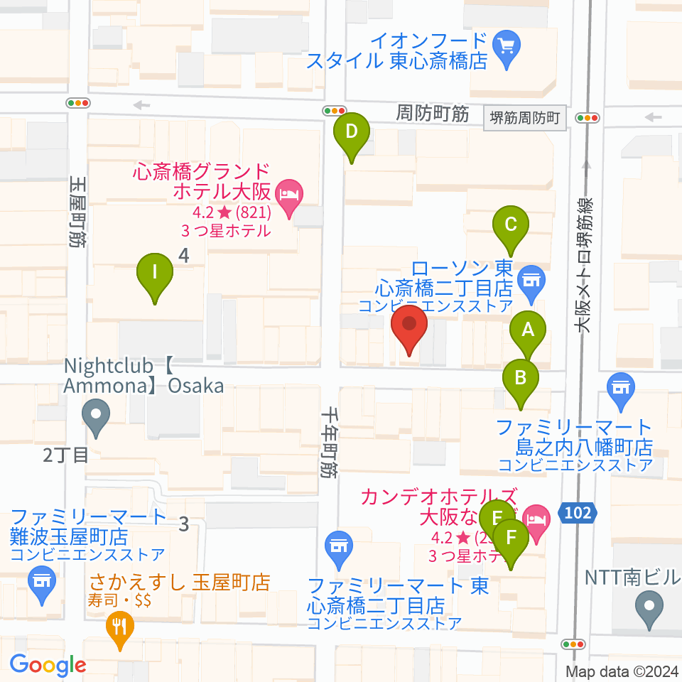 心斎橋soma周辺のカフェ一覧地図