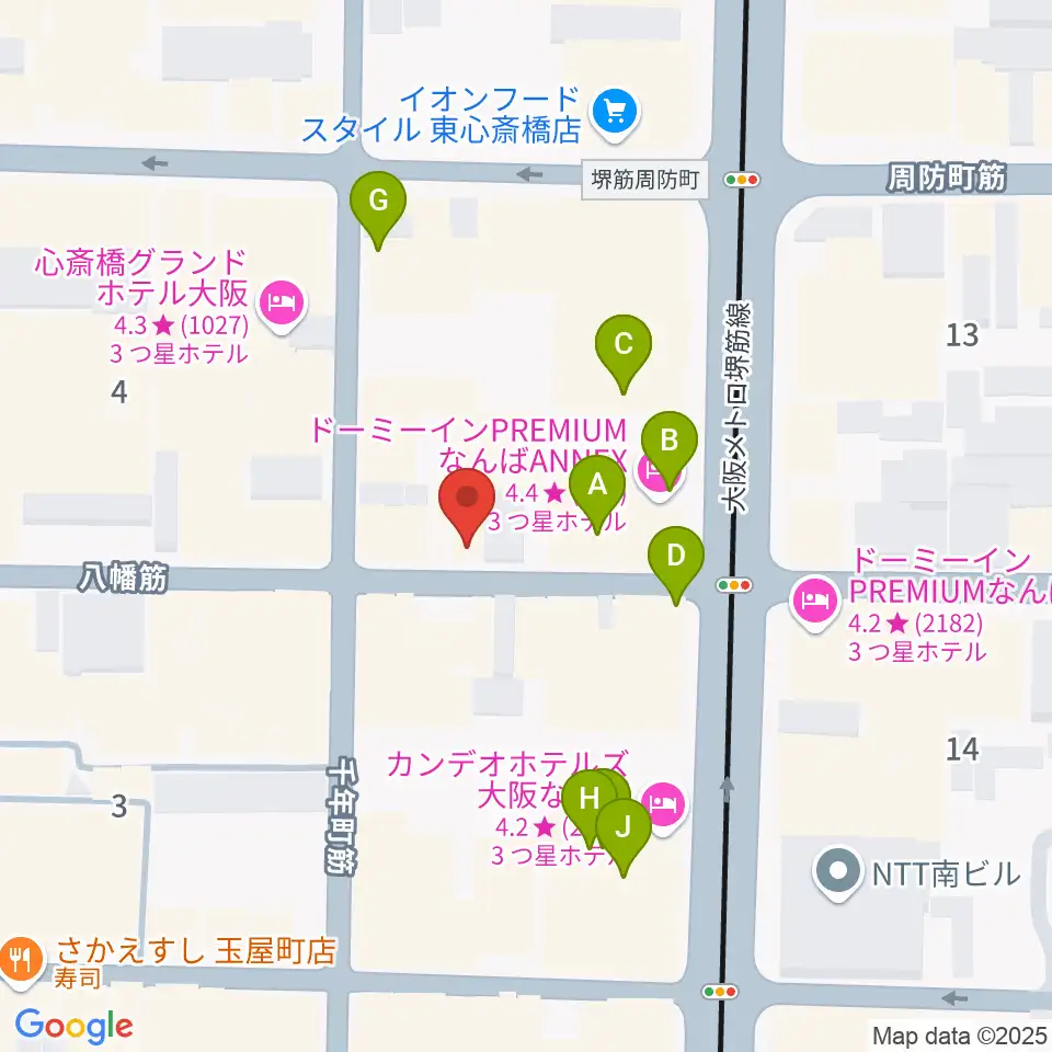 心斎橋soma周辺のカフェ一覧地図
