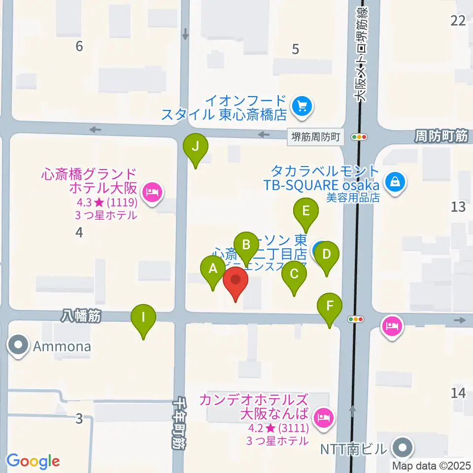 心斎橋soma周辺のカフェ一覧地図