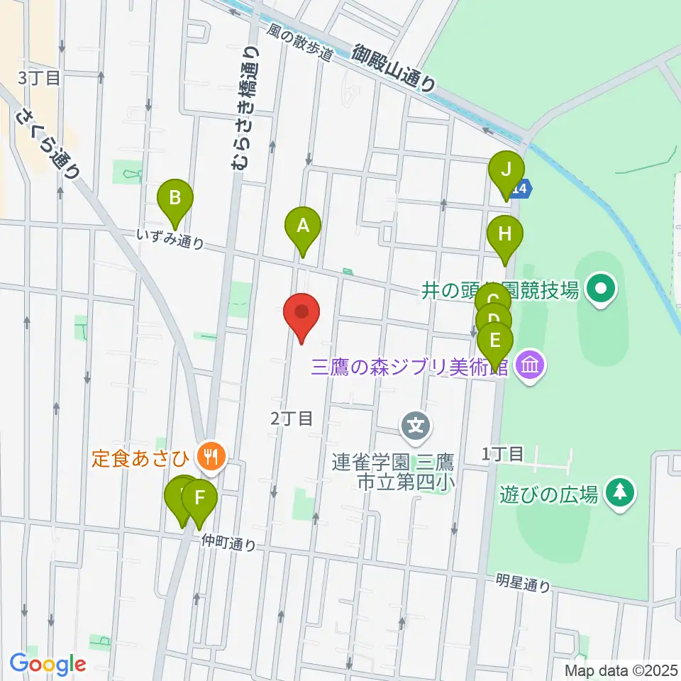 みたか井心亭周辺のカフェ一覧地図