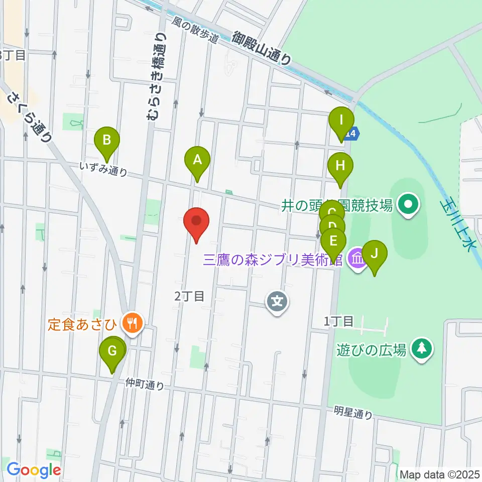 みたか井心亭周辺のカフェ一覧地図
