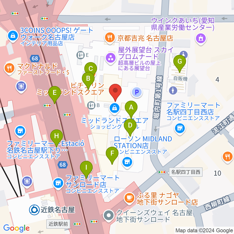 ミッドランドホール周辺のカフェ一覧地図