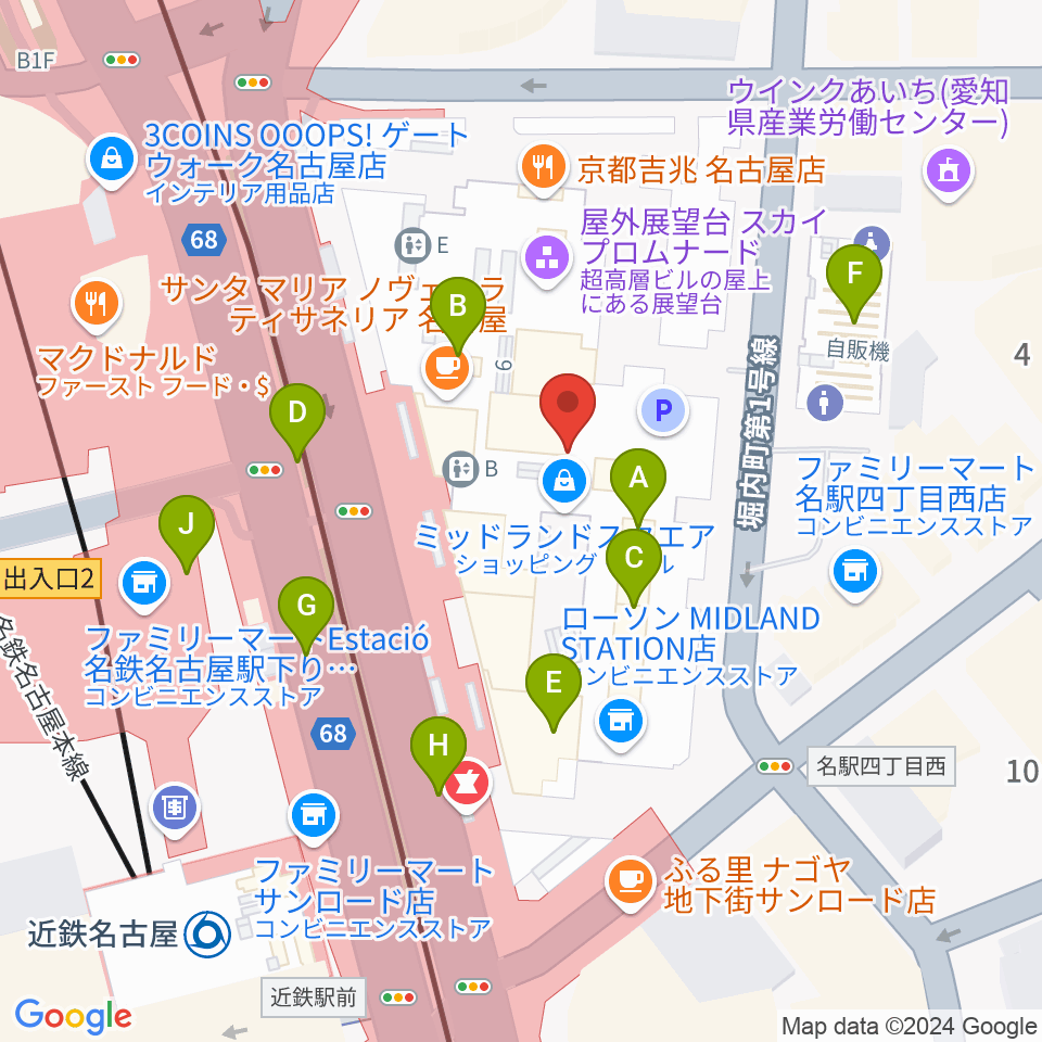 ミッドランドホール周辺のカフェ一覧地図