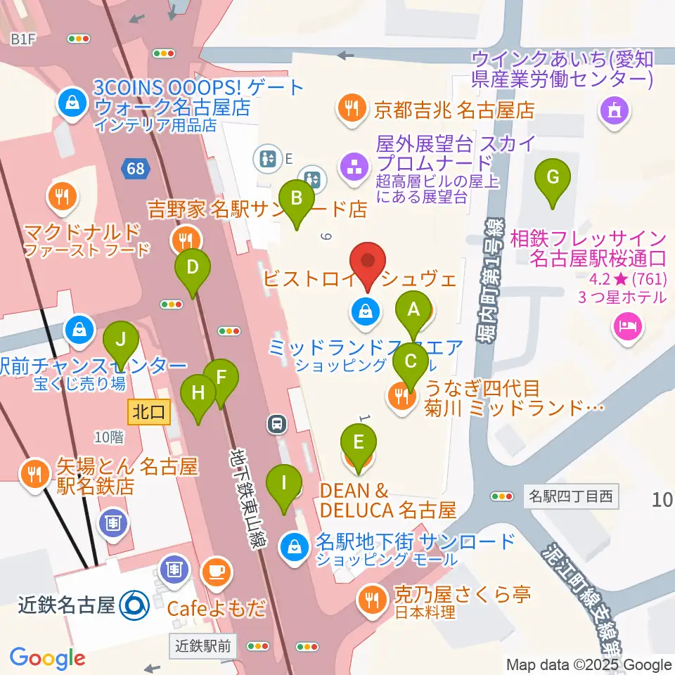 ミッドランドホール周辺のカフェ一覧地図