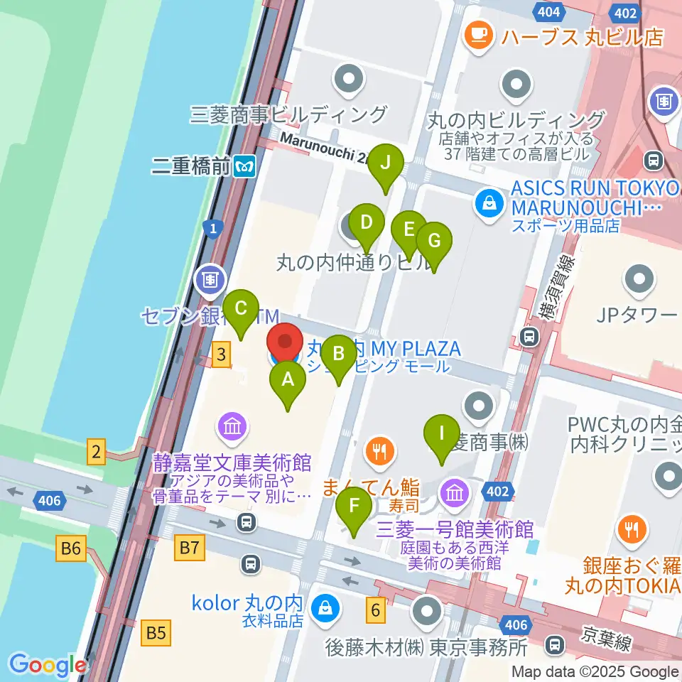 丸の内MY PLAZAホール周辺のカフェ一覧地図