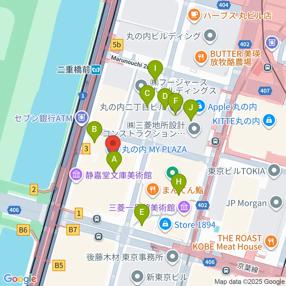丸の内MY PLAZAホール周辺のカフェ一覧地図