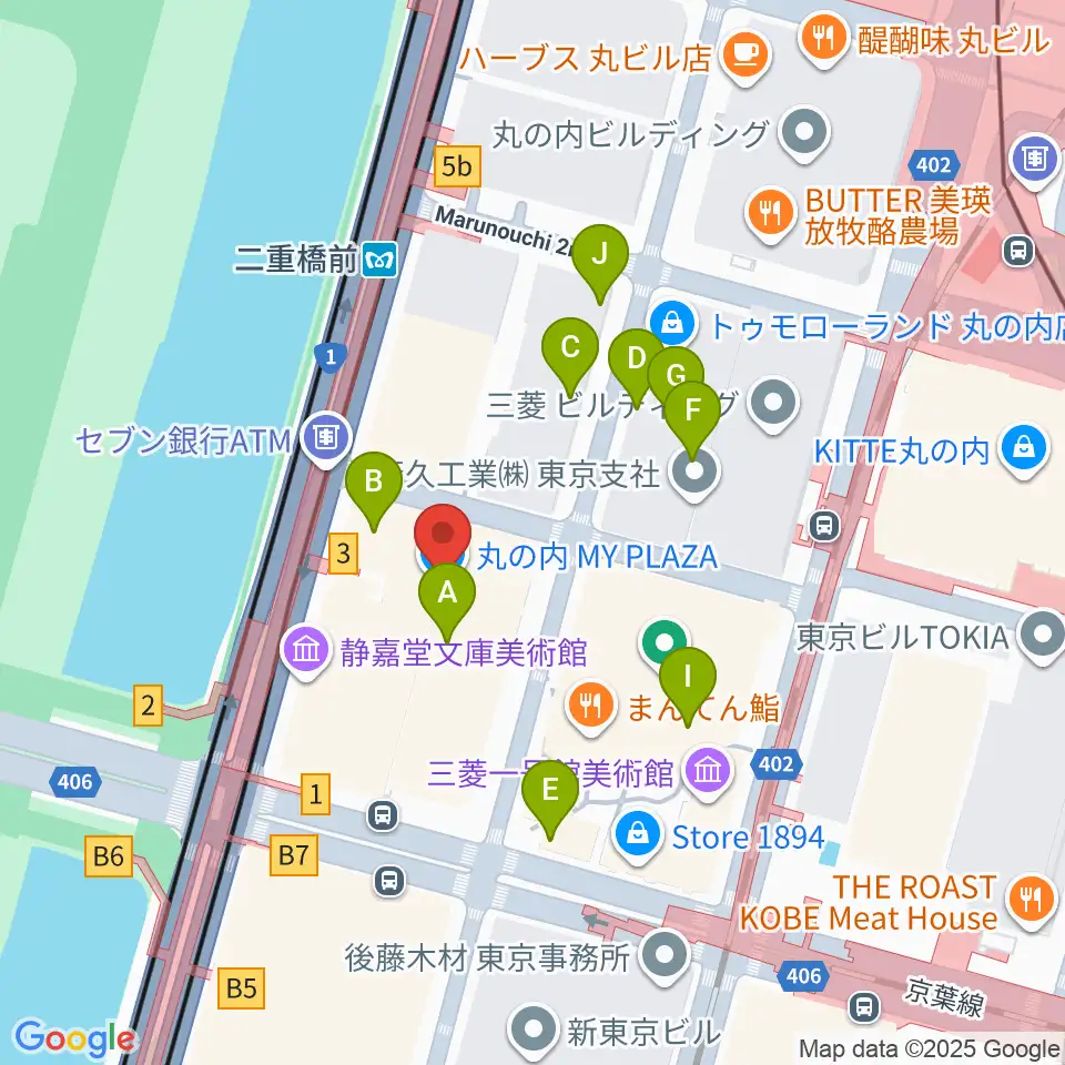 丸の内MY PLAZAホール周辺のカフェ一覧地図
