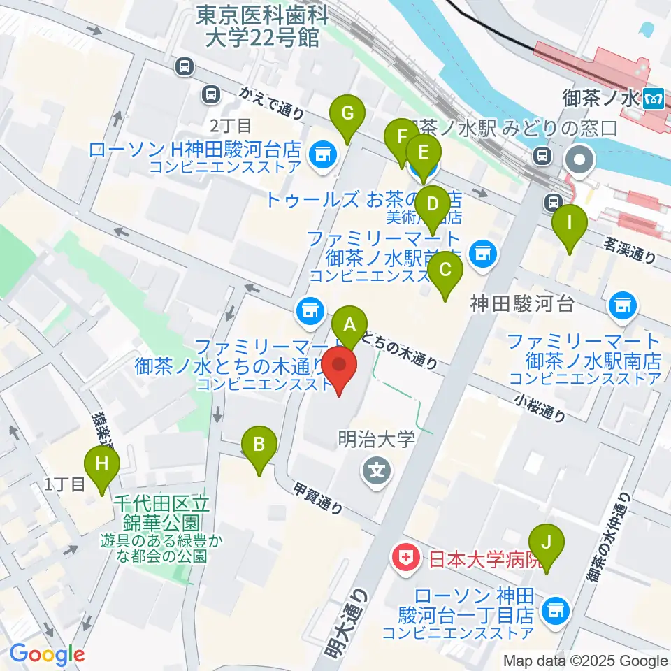 明治大学アカデミーホール周辺のカフェ一覧地図