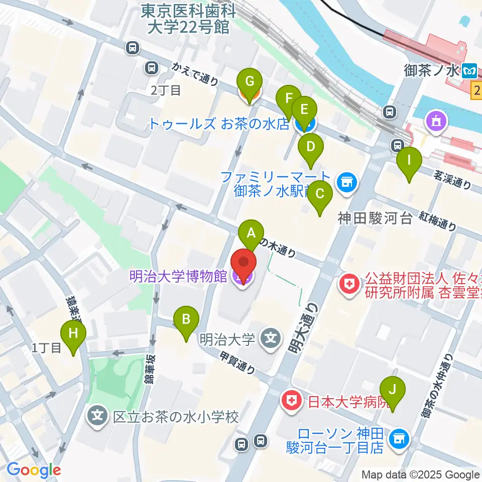 明治大学アカデミーホール周辺のカフェ一覧地図