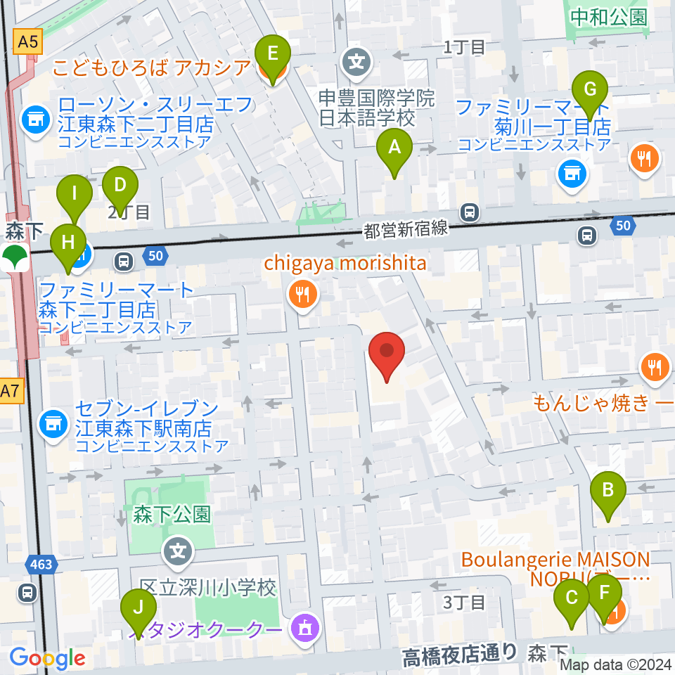 セゾン文化財団 森下スタジオ周辺のカフェ一覧地図