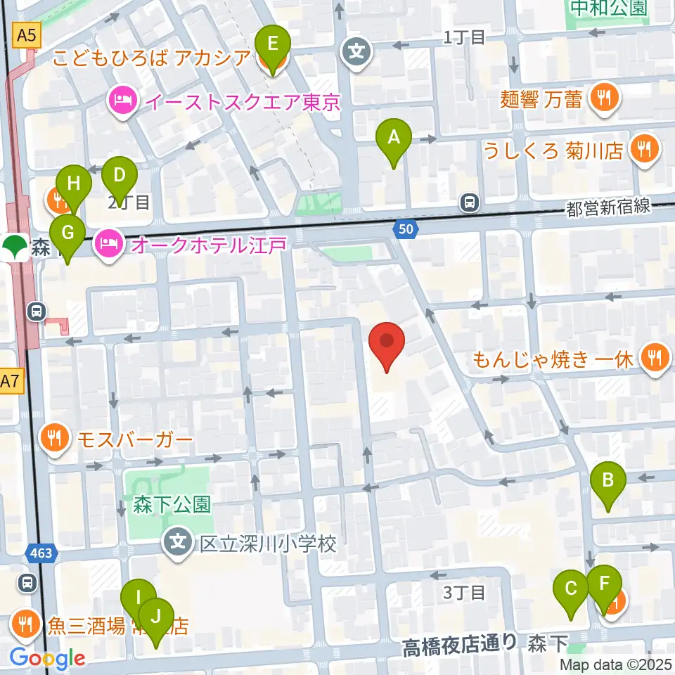 セゾン文化財団 森下スタジオ周辺のカフェ一覧地図