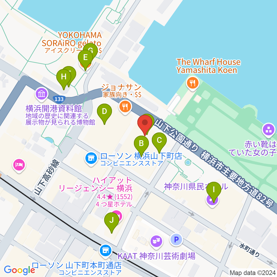 横浜産貿ホール マリネリア周辺のカフェ一覧地図