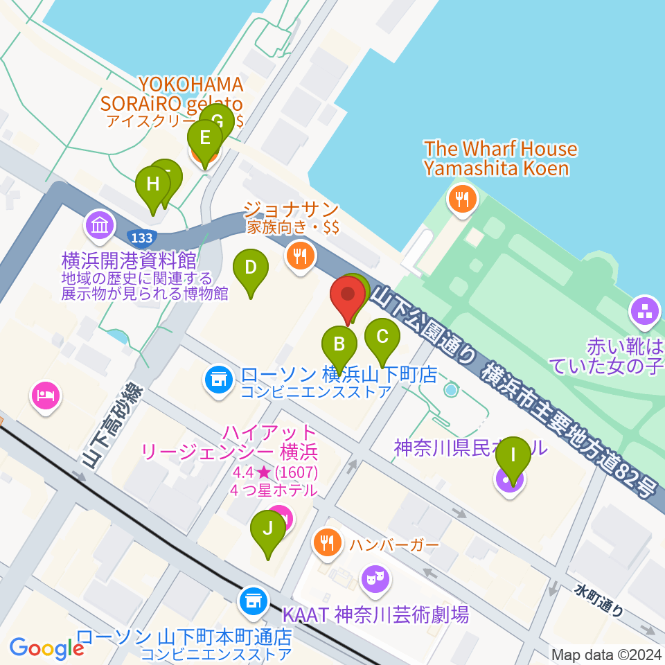 横浜産貿ホール マリネリア周辺のカフェ一覧地図