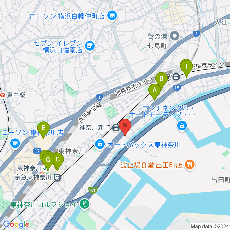 横浜ベイサイドスタジオ周辺のカフェ一覧地図