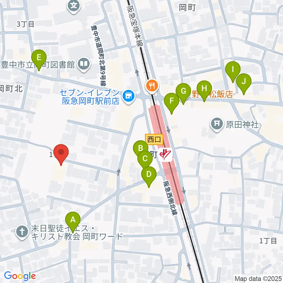 豊中市立伝統芸能館周辺のカフェ一覧地図