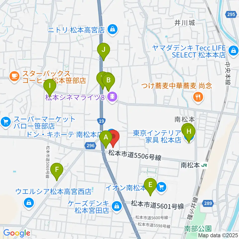 南松ホール周辺のカフェ一覧地図