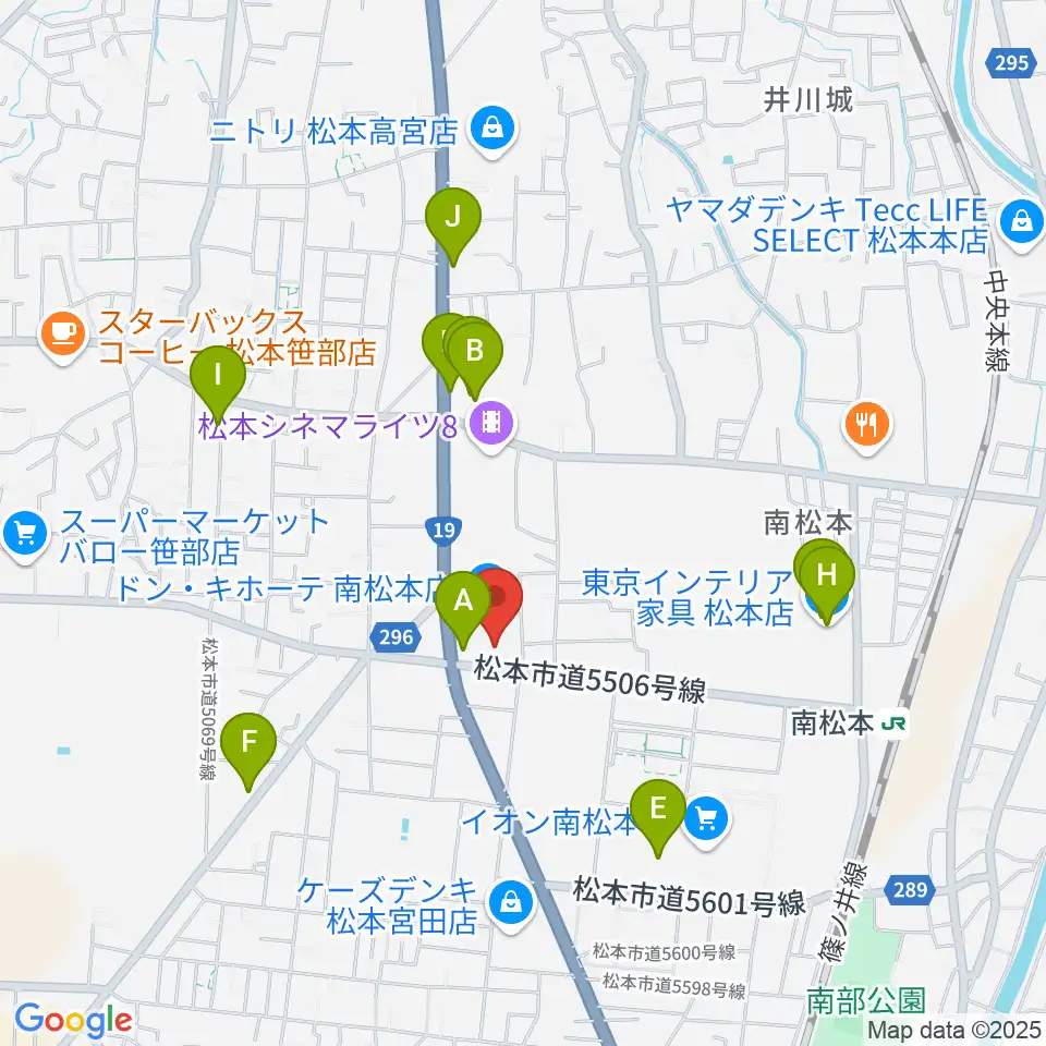 南松ホール周辺のカフェ一覧地図