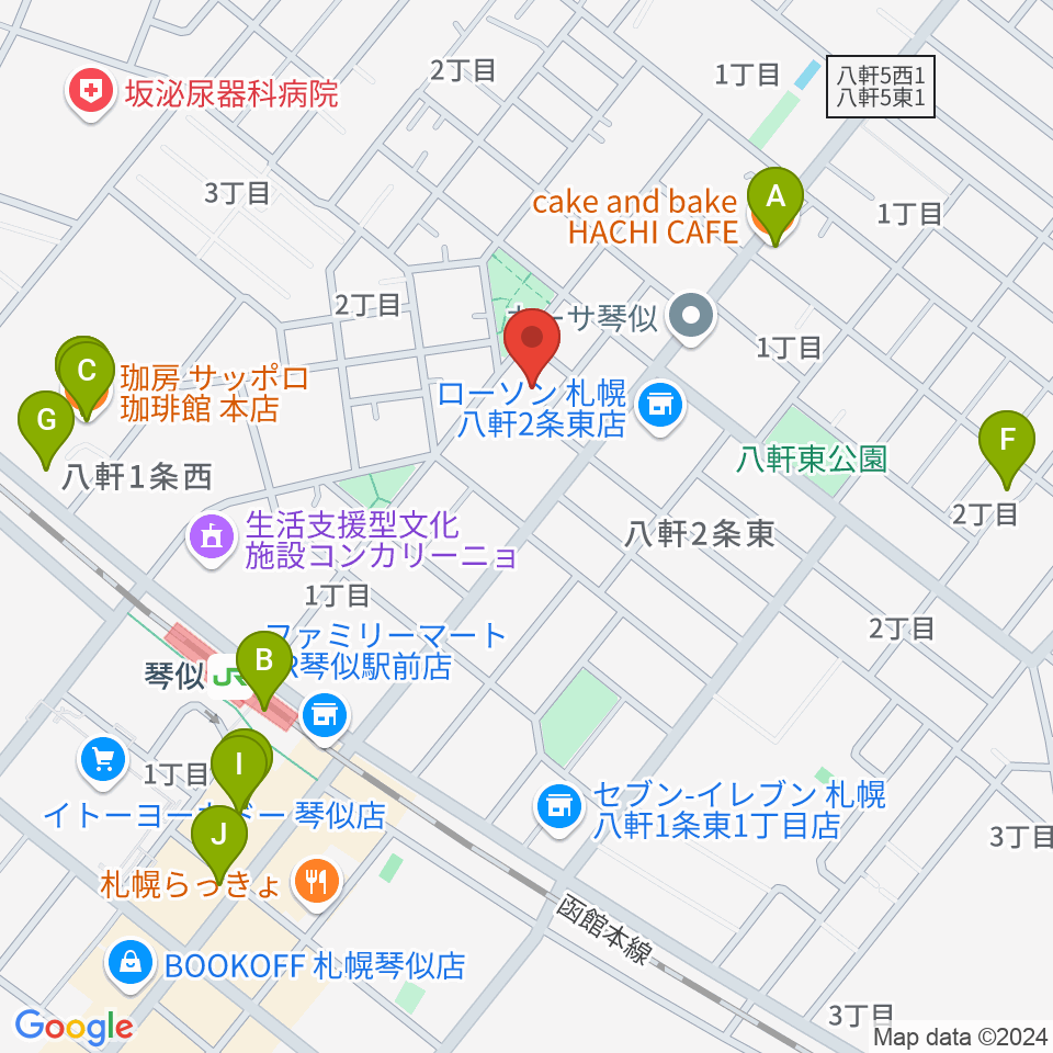 レッドベリースタジオ周辺のカフェ一覧地図