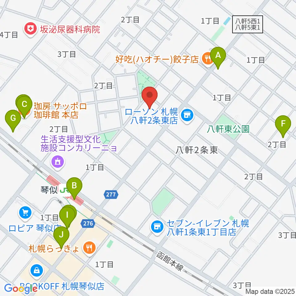 レッドベリースタジオ周辺のカフェ一覧地図
