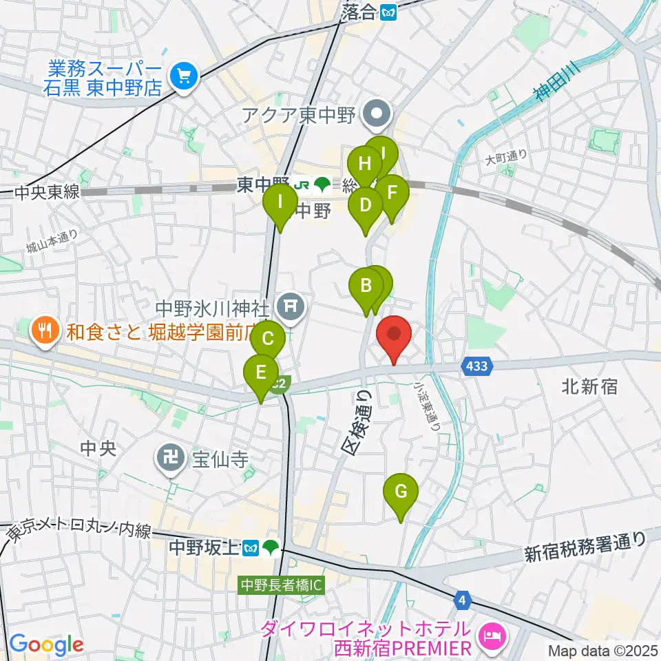 レパートリーシアターKAZE周辺のカフェ一覧地図