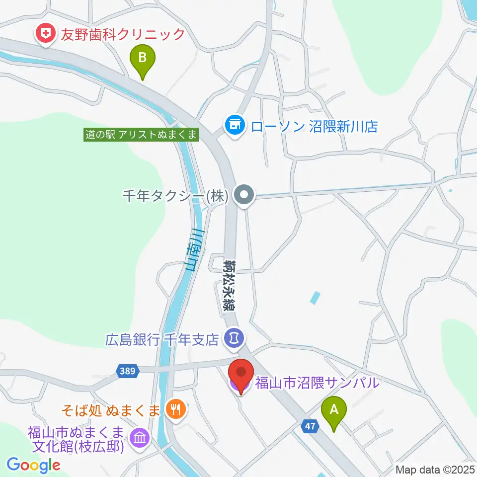 福山市沼隈サンパル周辺のカフェ一覧地図