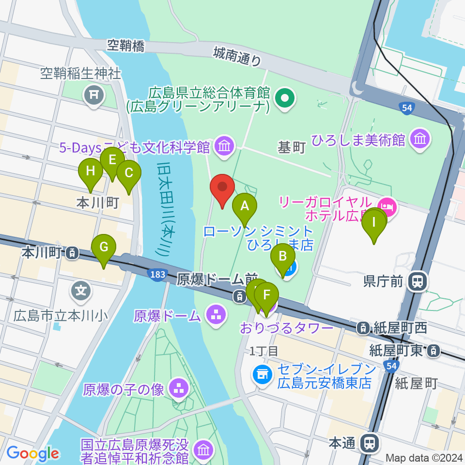 広島市青少年センター周辺のカフェ一覧地図