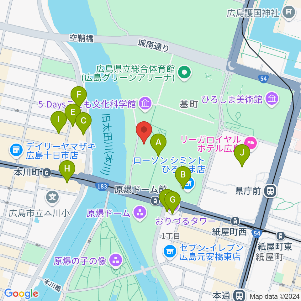 広島市青少年センター周辺のカフェ一覧地図