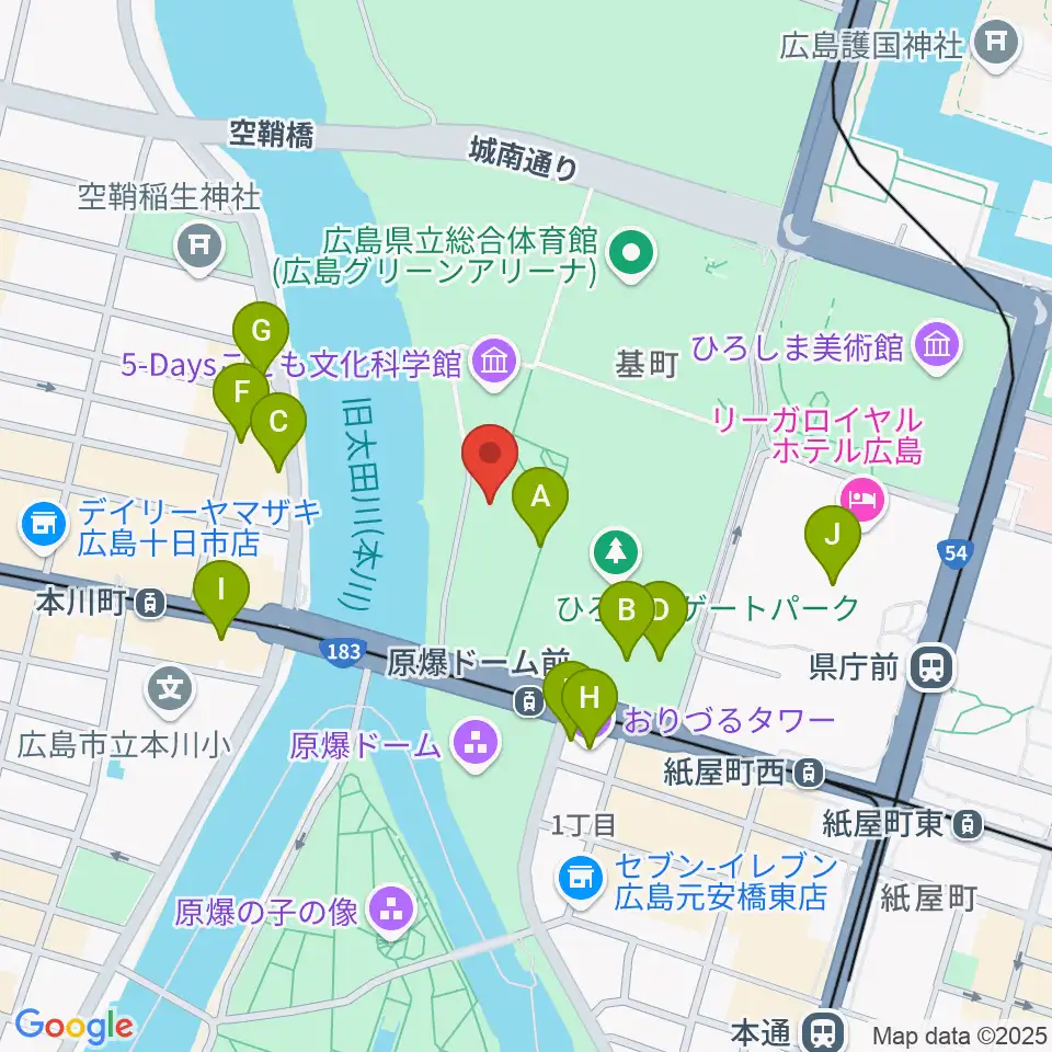 広島市青少年センター周辺のカフェ一覧地図